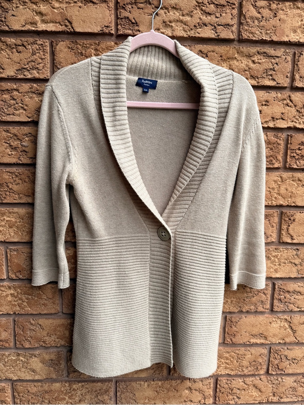 4/$25 • Reitmans Open-Front Ribbed Shawl Collar Cardigan